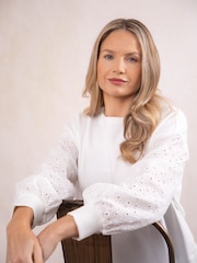 Lakeland Clothing Skye Embroidered Cream Sweatshirt - Image 5 of 6