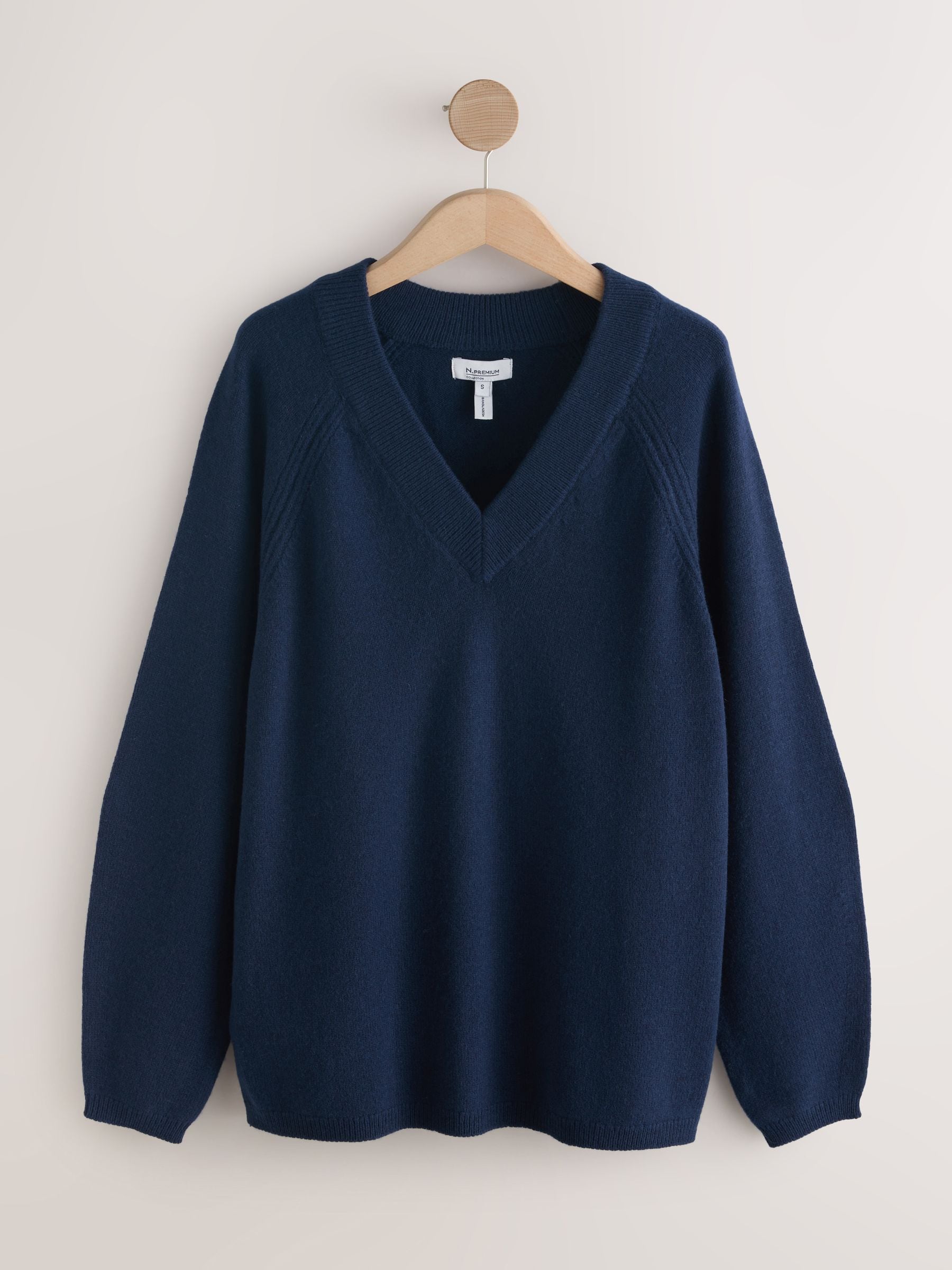 Buy Navy Blue 100% Merino Wool N. Premium V-Neck Jumper from Next