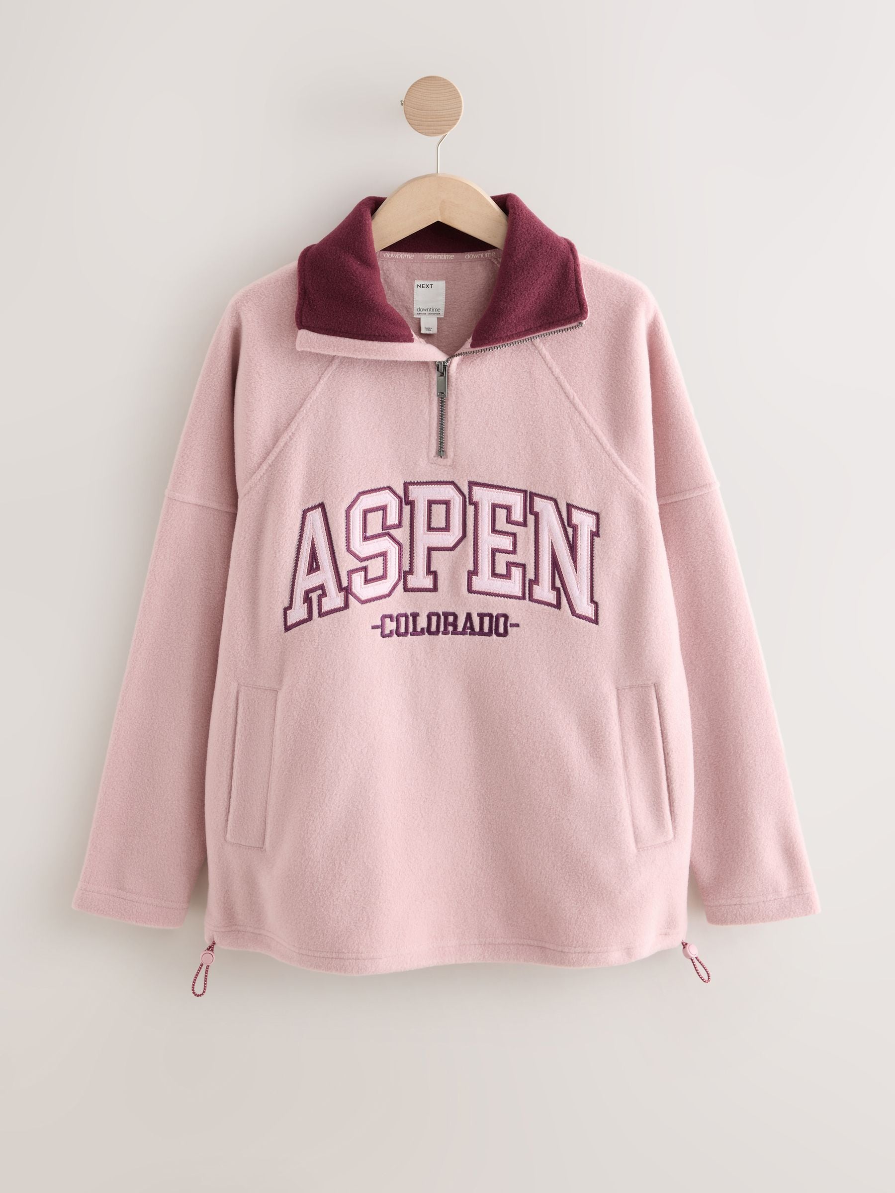 Buy Pink/Burgundy Red Half Zip Graphic Fleece from Next Romania
