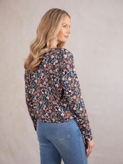 Lakeland Clothing Blue Iris Floral Print Blouse - Image 3 of 6