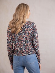 Lakeland Clothing Blue Iris Floral Print Blouse - Image 4 of 6