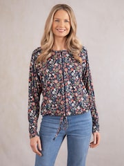 Lakeland Clothing Blue Iris Floral Print Blouse - Image 5 of 6