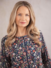 Lakeland Clothing Blue Iris Floral Print Blouse - Image 6 of 6