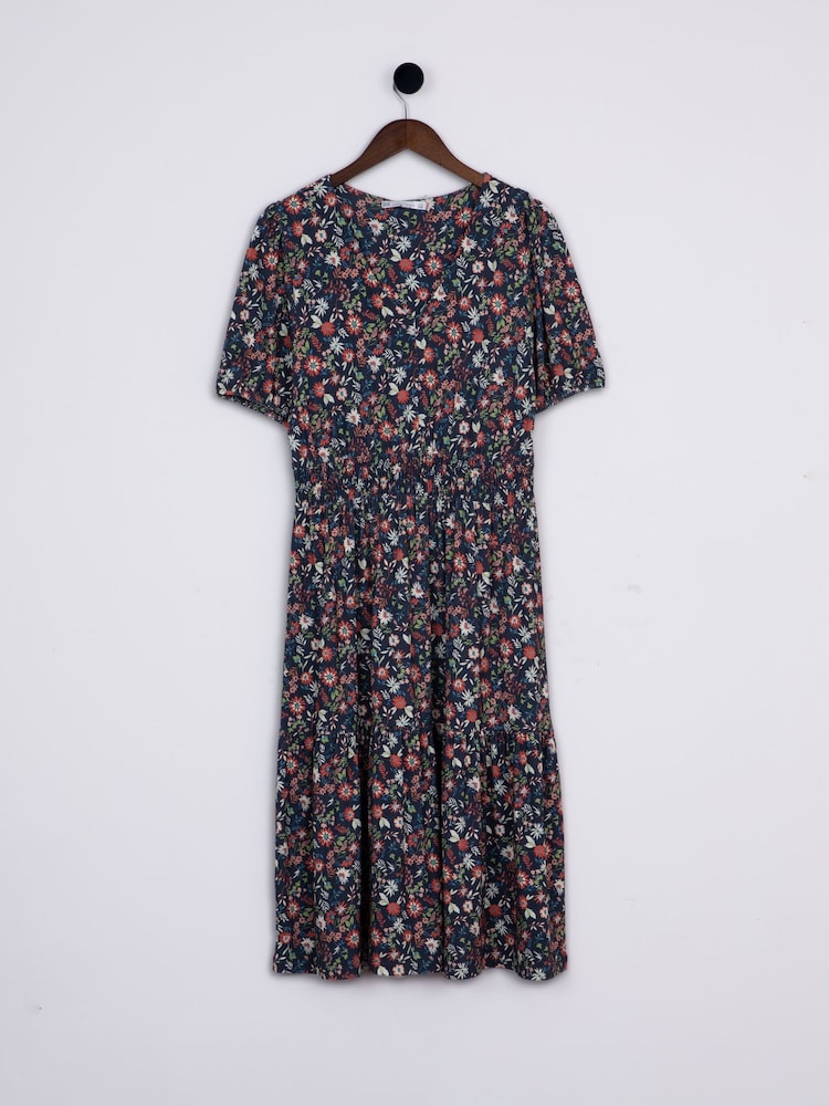 Lakeland Clothing Blue Lola Floral Print Midi Dress - Image 1 of 6
