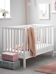 Obaby White Bantam Nursery Cot Bed and Fibre Mattress - Image 1 of 5