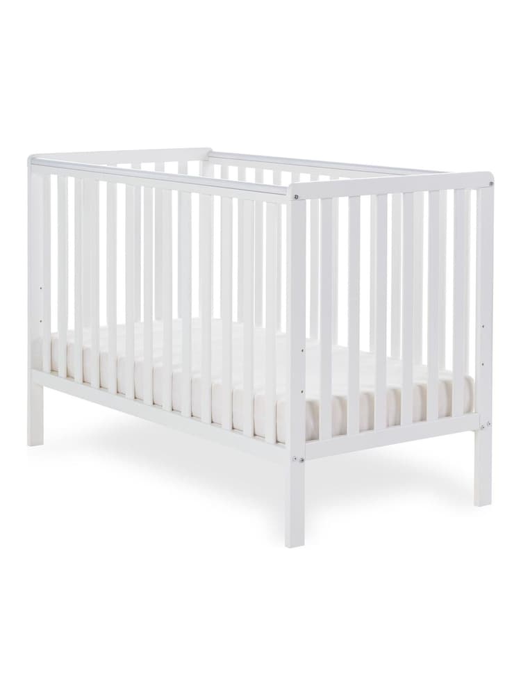 Obaby White Bantam Nursery Cot Bed and Fibre Mattress - Image 2 of 5