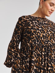 Simply Be Brown Viscose Pocket Midi Dress - Image 3 of 4