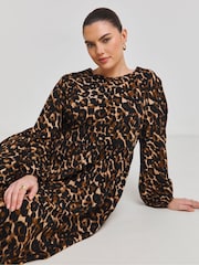Simply Be Brown Viscose Pocket Midi Dress - Image 4 of 4