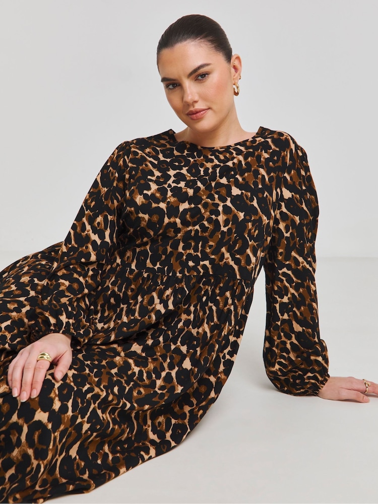 Simply Be Brown Viscose Pocket Midi Dress - Image 4 of 4