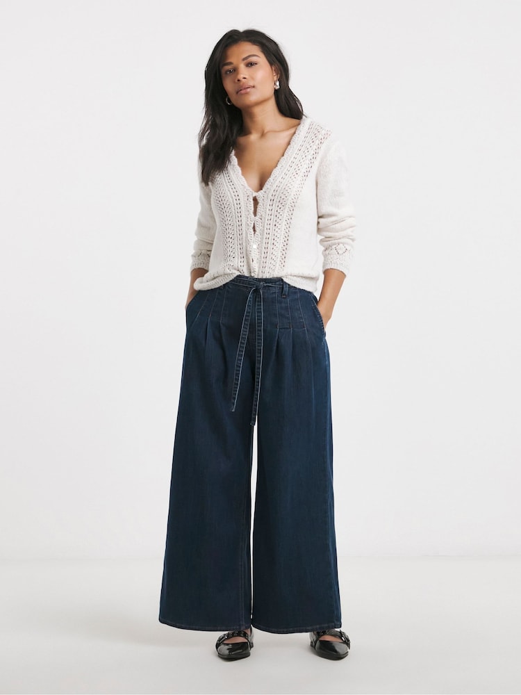 Simply Be Blue Stretch High Rise Extreme Wide Leg Jeans - Image 2 of 5
