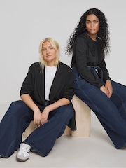 Simply Be Blue Stretch High Rise Extreme Wide Leg Jeans - Image 3 of 5