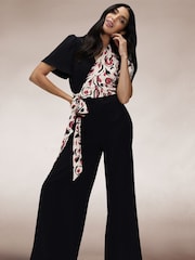 Hot Squash Black Overwrap Print Jumpsuit - Image 1 of 5