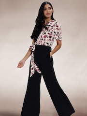 Hot Squash Black Overwrap Print Jumpsuit - Image 2 of 5
