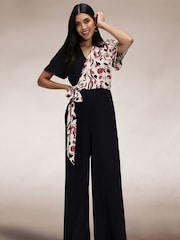 Hot Squash Black Overwrap Print Jumpsuit - Image 3 of 5