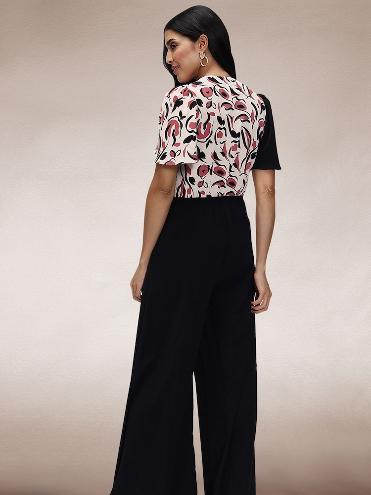 Hot Squash Black Overwrap Print Jumpsuit - Image 5 of 5 Hot Squash Black Overwrap Print Jumpsuit - Image 5 of 5