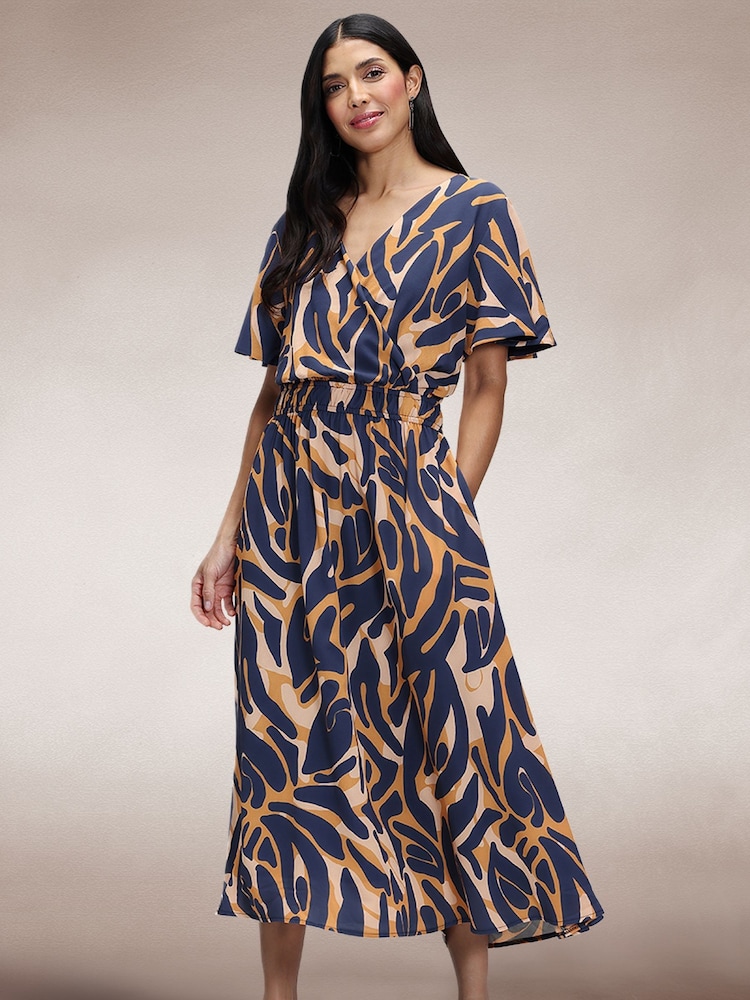 Hot Squash Blue Chiffon Midi Dress - Image 1 of 3