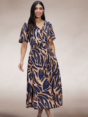 Hot Squash Blue Chiffon Midi Dress - Image 2 of 3