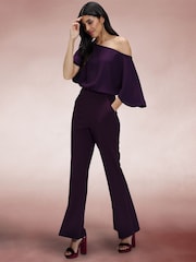 Hot Squash Purple Drop Shoulder Jumpsuit - Image 4 of 5