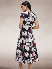 Hot Squash A Line Midi Black Dress with Cap Sleeves - Image 4 of 4