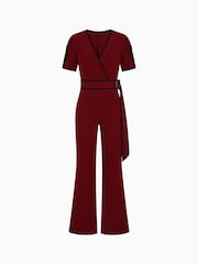 Hot Squash Red Contrast Piping Detail Jumpsuit - Image 5 of 5