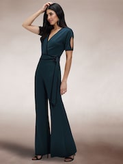Hot Squash Blue Contrast Piping Detail Jumpsuit - Imagen 1 de 7
