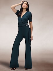 Hot Squash Blue Contrast Piping Detail Jumpsuit - Imagen 3 de 7