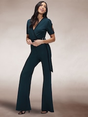 Hot Squash Blue Contrast Piping Detail Jumpsuit - Imagen 4 de 7