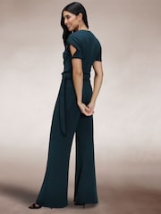Hot Squash Blue Contrast Piping Detail Jumpsuit - Imagen 5 de 7
