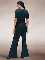 Hot Squash Blue Contrast Piping Detail Jumpsuit - Imagen 6 de 7