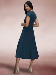 Hot Squash Blue A-Line Midi Dress with Cap Sleeves - Image 3 of 4