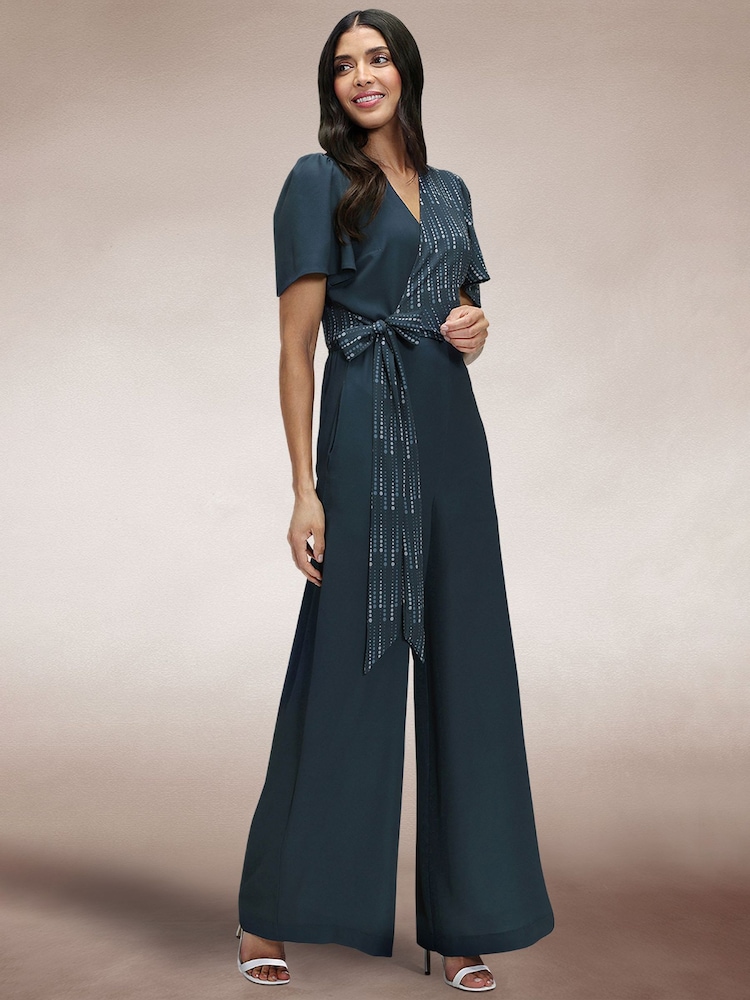 Hot Squash Blue Overwrap Print Jumpsuit - Imagen 1 de 5