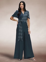 Hot Squash Blue Overwrap Print Jumpsuit - Imagen 2 de 5