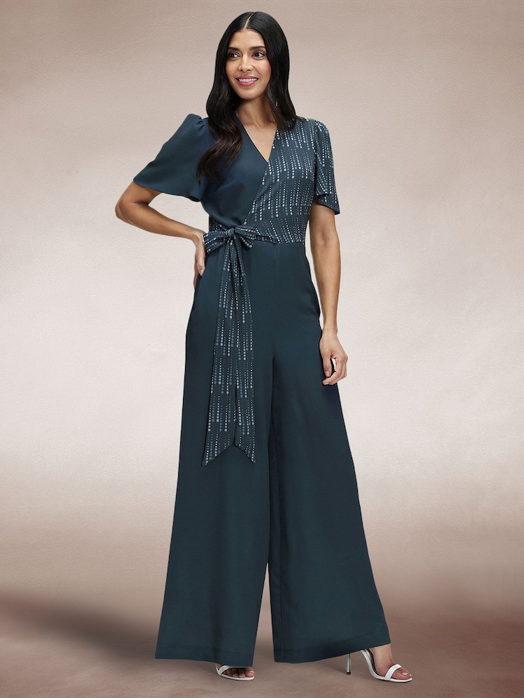 Hot Squash Blue Overwrap Print Jumpsuit - Imagen 2 de 5