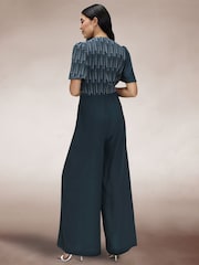 Hot Squash Blue Overwrap Print Jumpsuit - Imagen 4 de 5