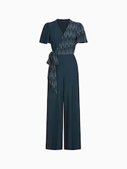 Hot Squash Blue Overwrap Print Jumpsuit - Imagen 5 de 5