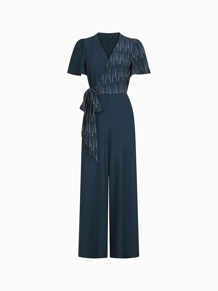 Hot Squash Blue Overwrap Print Jumpsuit - Imagen 5 de 5