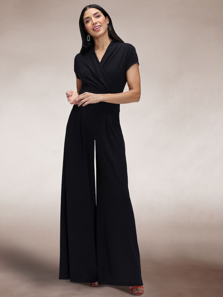 Hot Squash Black Cap Sleeved Wide Leg Jumpsuit - Image 2 of 5