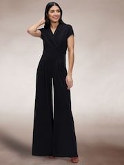 Hot Squash Black Cap Sleeved Wide Leg Jumpsuit - Image 3 of 5