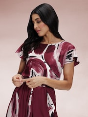 Hot Squash Red Pleated Midi Dress - Image 2 of 7