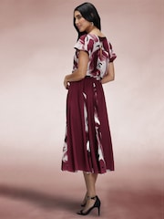 Hot Squash Red Pleated Midi Dress - Image 6 of 7