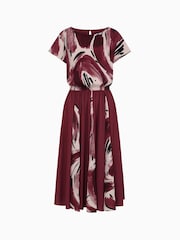 Hot Squash Red Pleated Midi Dress - Image 7 of 7