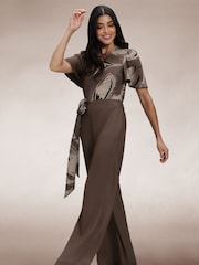 Hot Squash Brown Overwrap Print Jumpsuit - Image 5 of 7