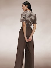 Hot Squash Brown Overwrap Print Jumpsuit - Image 6 of 7