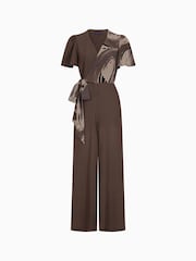 Hot Squash Brown Overwrap Print Jumpsuit - Image 7 of 7