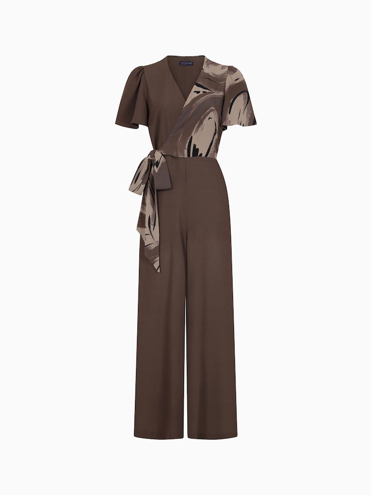 Hot Squash Brown Overwrap Print Jumpsuit - Image 7 of 7