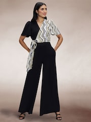 Hot Squash Overwrap Print Black Jumpsuit - Imagen 1 de 5