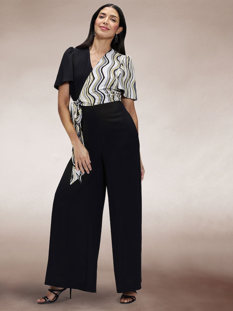 Hot Squash Overwrap Print Black Jumpsuit - Imagen 2 de 5