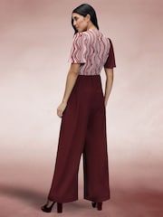 Hot Squash Red Overwrap Print Jumpsuit - Image 5 of 6