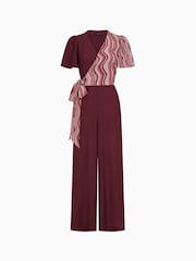 Hot Squash Red Overwrap Print Jumpsuit - Image 6 of 6