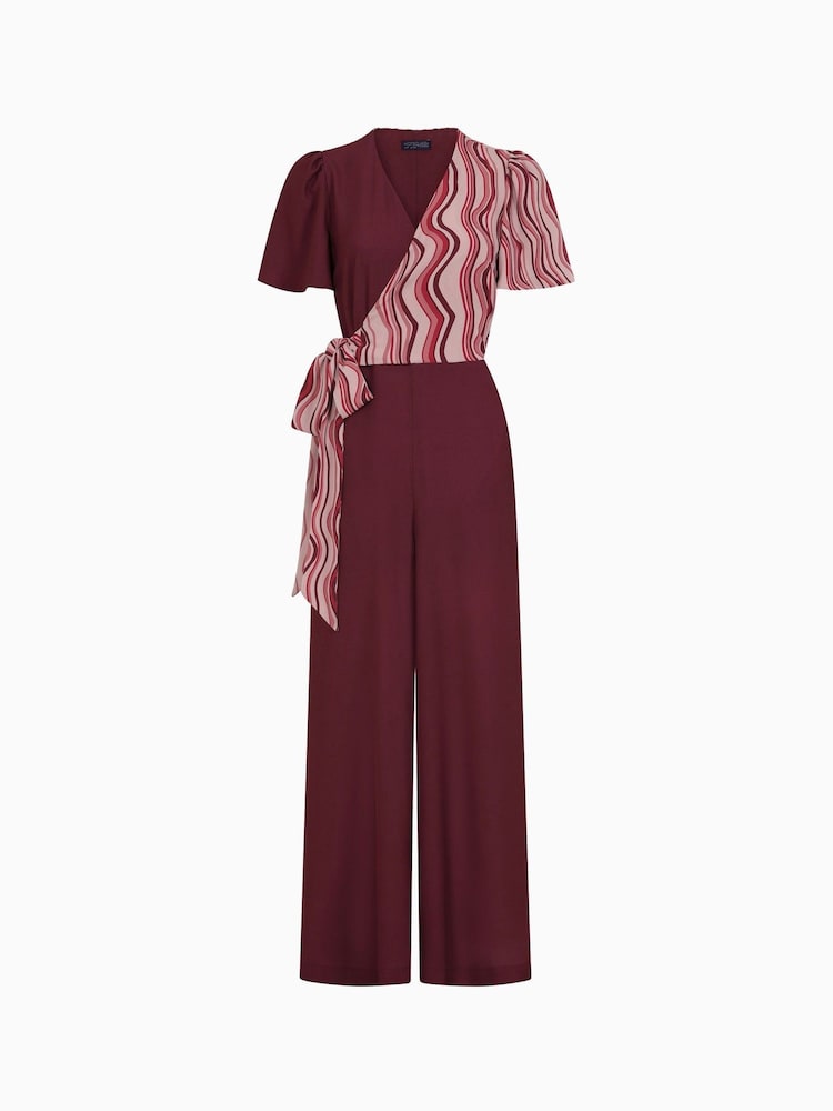Hot Squash Red Overwrap Print Jumpsuit - Image 6 of 6 Hot Squash Red Overwrap Print Jumpsuit - Image 6 of 6